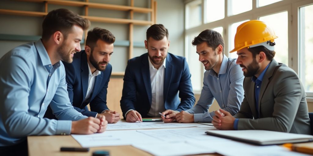 Collaboration entre professionnels autour d'une table de travail.