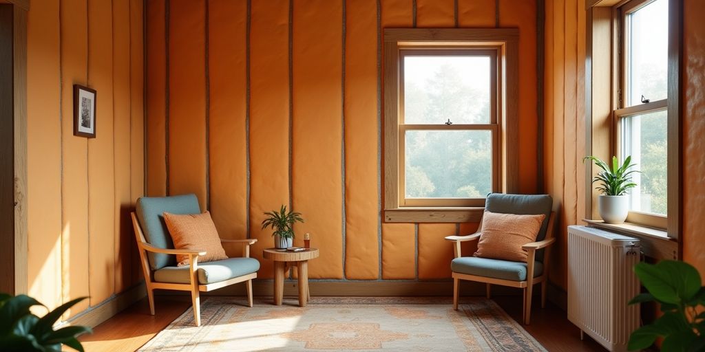 Intérieur d'une maison avec isolation par l'intérieur.