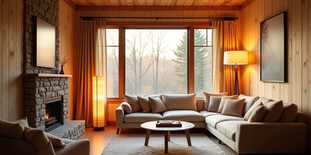 Intérieur d'une maison avec murs isolés et ambiance chaleureuse.