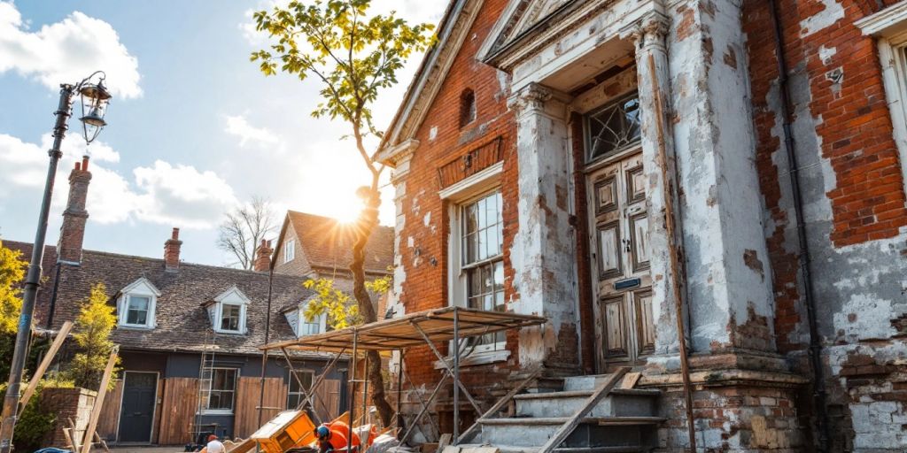 Travaux de rénovation d'une vieille maison.