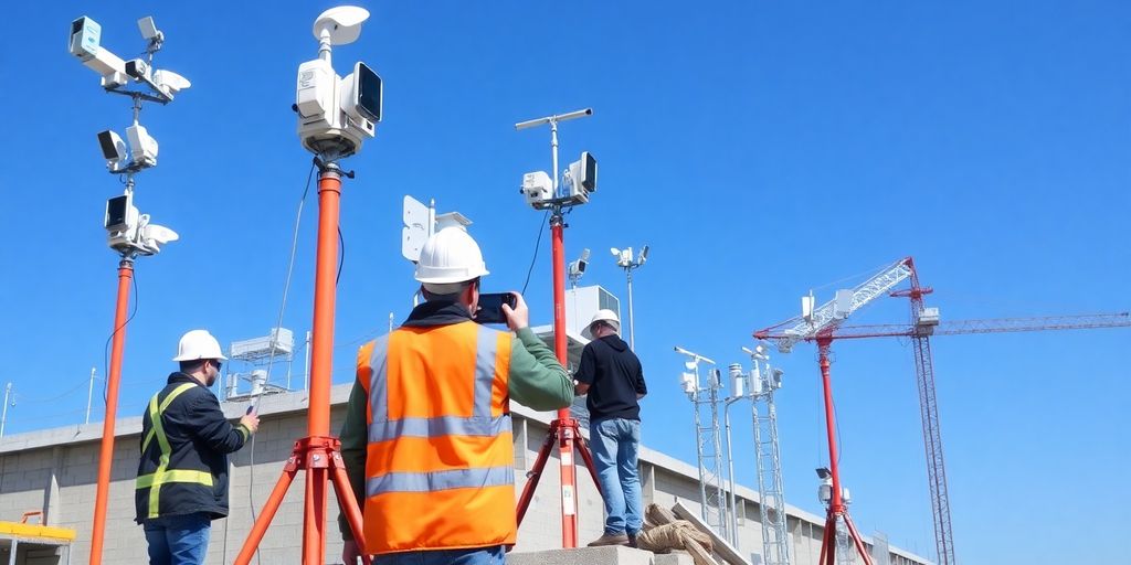 Station météo sur un chantier de construction